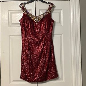 Red Sequin Formal Dress